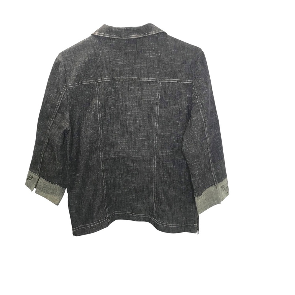 Women’s Linen Blend Button Up Jacket Lightweight Utility Blazer Top - Picture 3 of 16